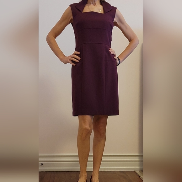 Designer dress, sleeveless, above knee, plum colour, size6 - Picture 6 of 6
